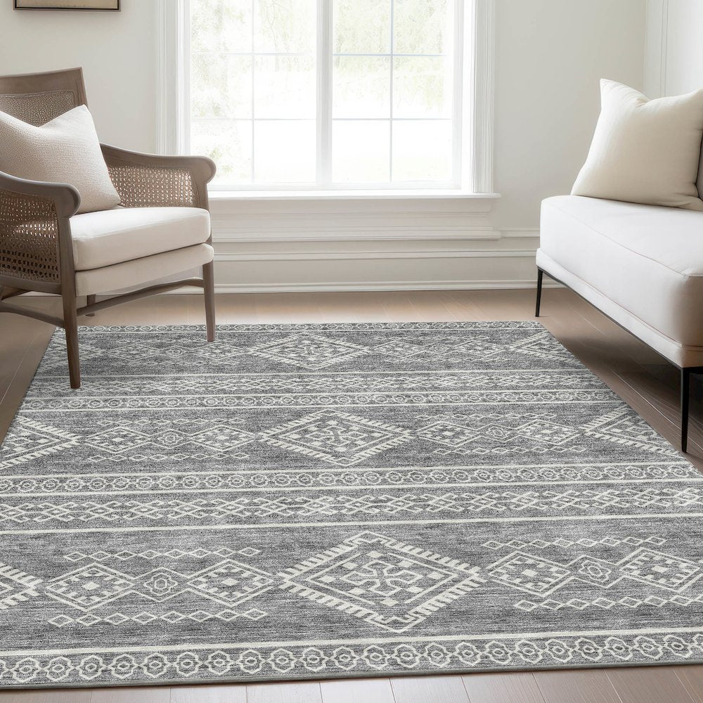 Premium Machine Washable Mayfield AMF901 Gray 3' x 5' Rug