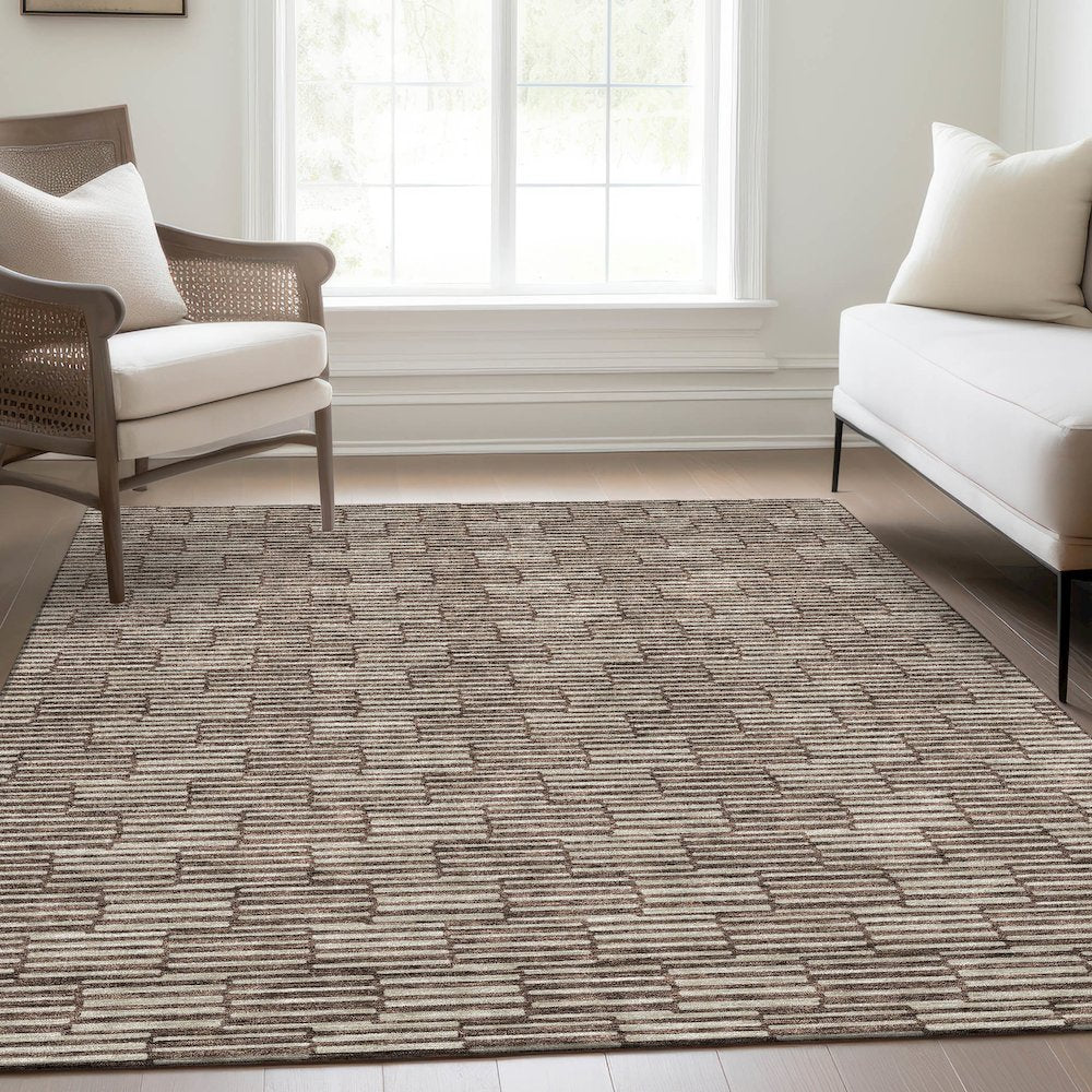 Premium Machine Washable Mayfield AMF918 Brown 3' x 5' Rug