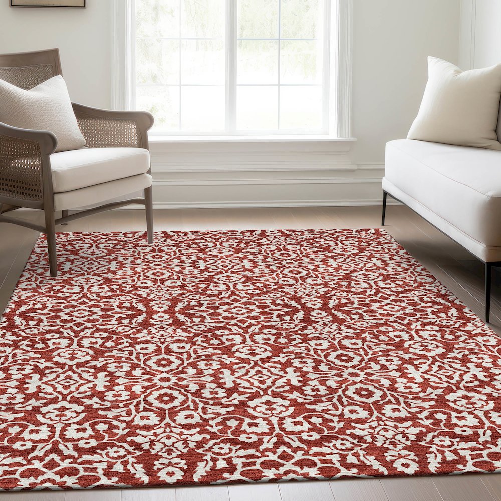 Premium Machine Washable Mayfield AMF920 Red 3' x 5' Rug