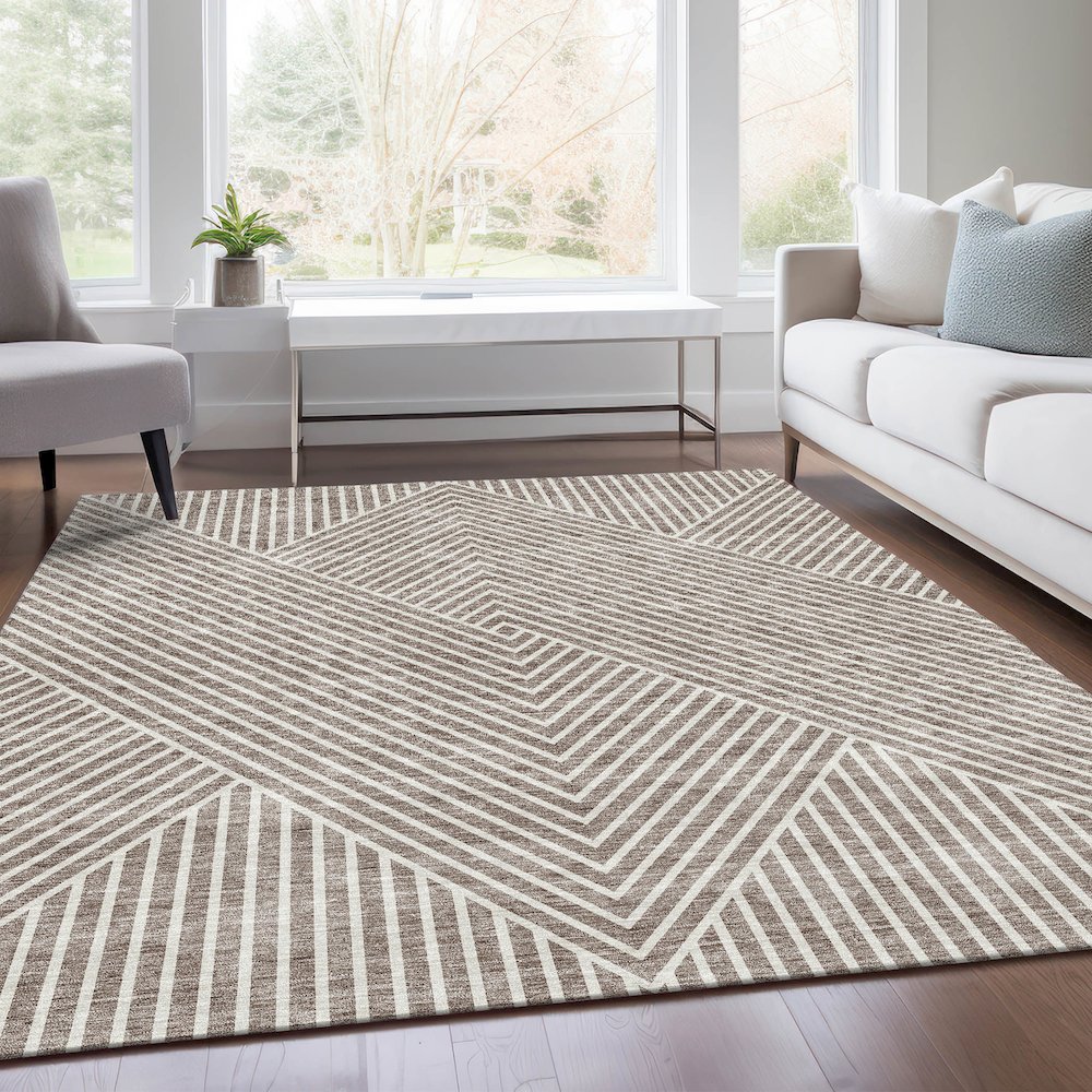 Premium Machine Washable Mayfield AMF937 Taupe 3' x 5' Rug