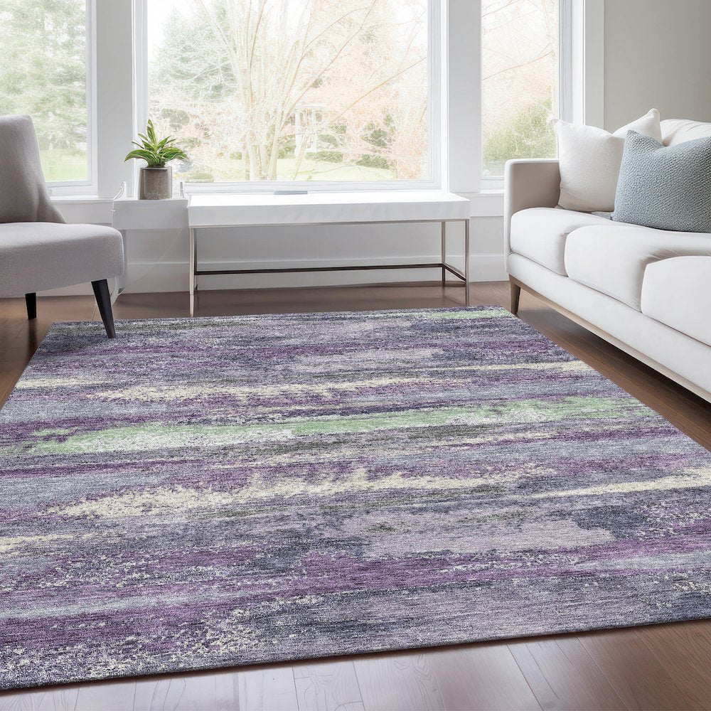 Premium Machine Washable Mayfield AMF942 Purple 3' x 5' Rug