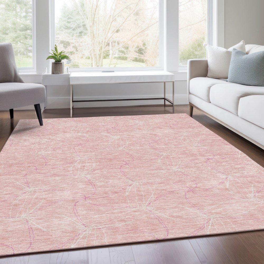 Premium Machine Washable Mayfield AMF968 Pink 3' x 5' Rug