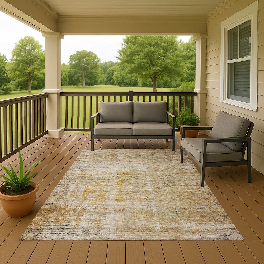 Luxury Washable Indoor/Outdoor Burano Gold 3' x 5' Rug
