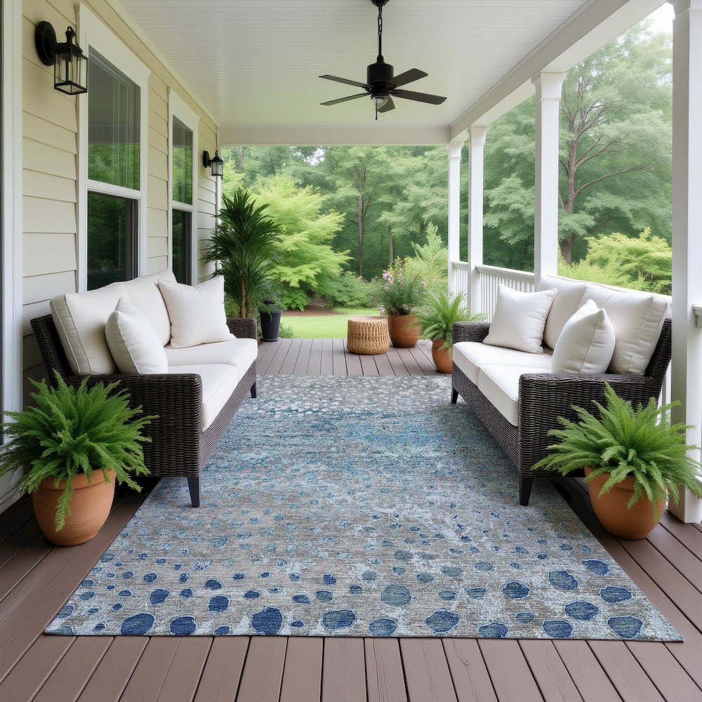 Luxury Washable Indoor/Outdoor Kochi Gray 3' x 5' Rug