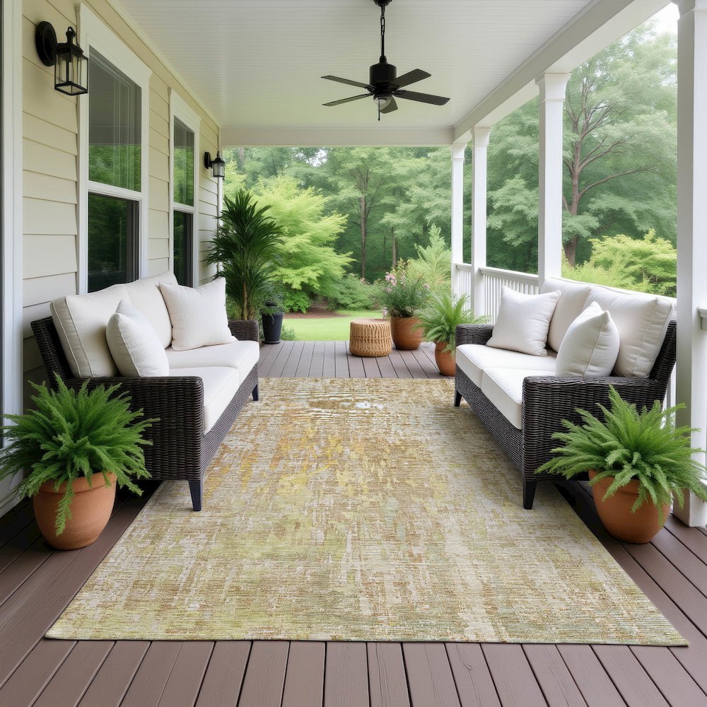 Luxury Washable Indoor/Outdoor Kochi Khaki 3' x 5' Rug