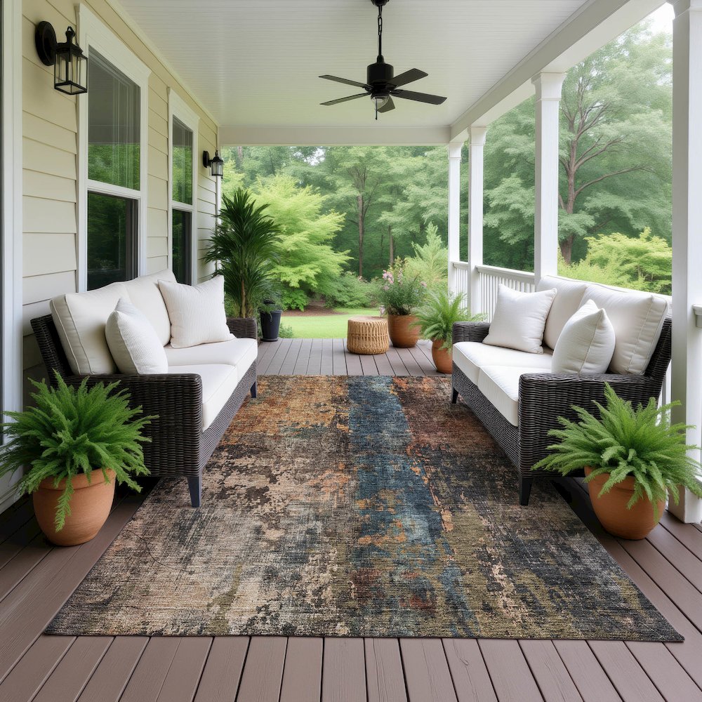 Indoor/Outdoor Nouveau Blue 3' x 5' Rug