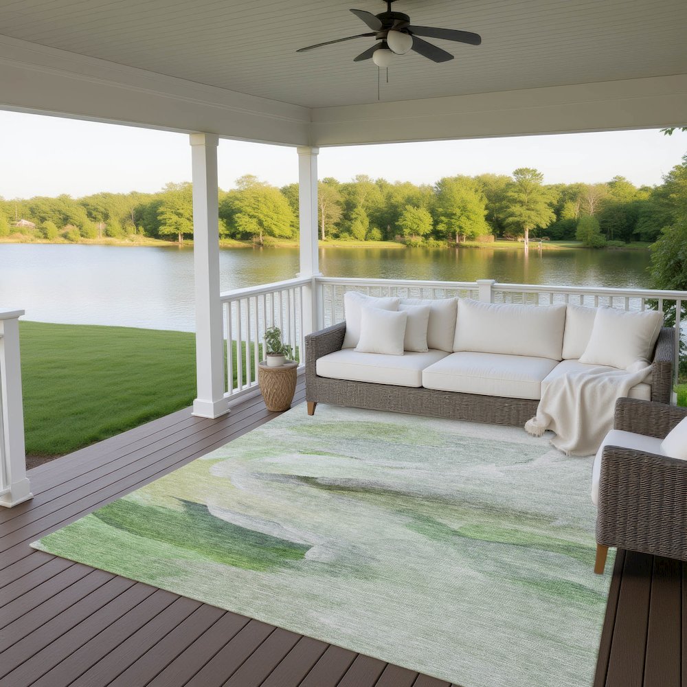 Luxury Washable Indoor/Outdoor Ravenna Aloe 3' x 5' Rug