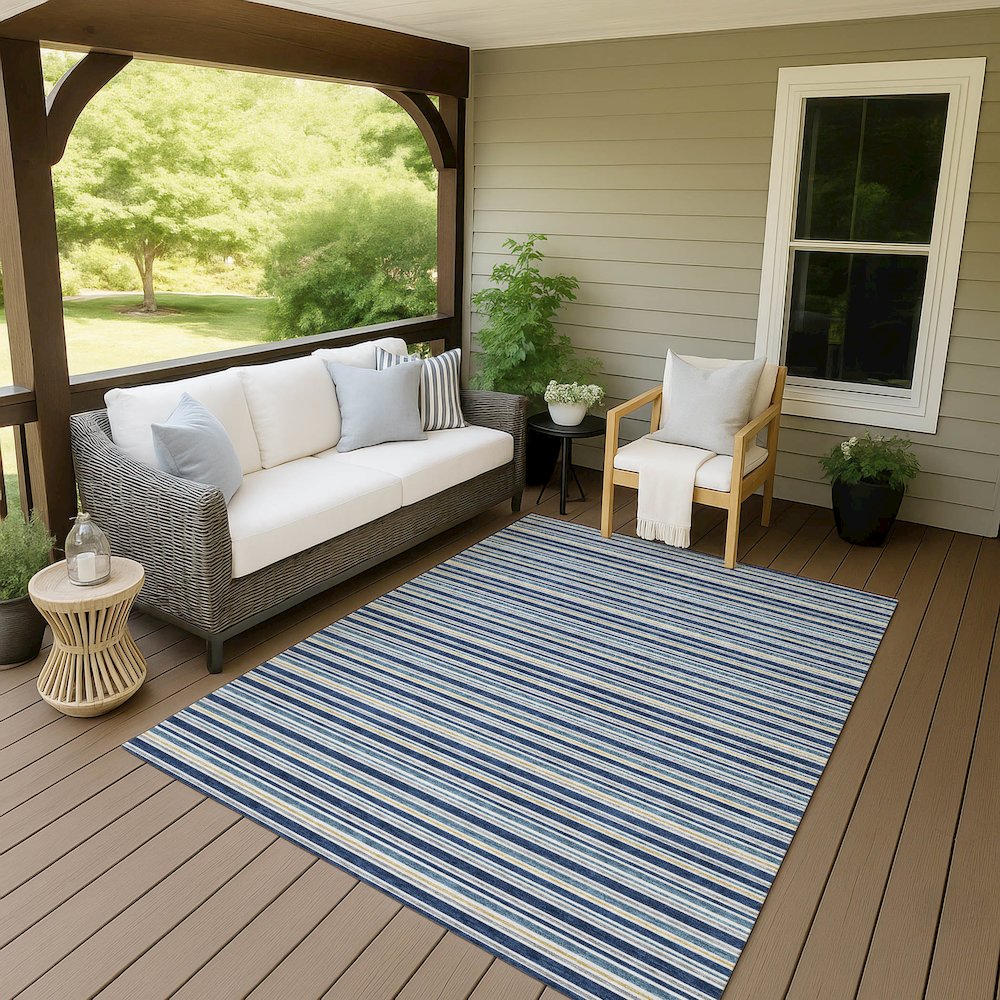 Luxury Washable Indoor/Outdoor Soft Essentials SE2 Blue 2'6" x 3'10" Rug