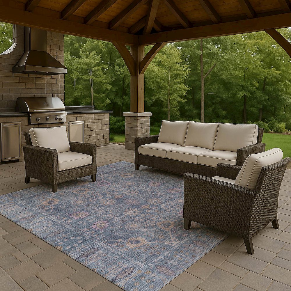 Luxury Washable Indoor/Outdoor Solace Denim 3' x 5' Rug