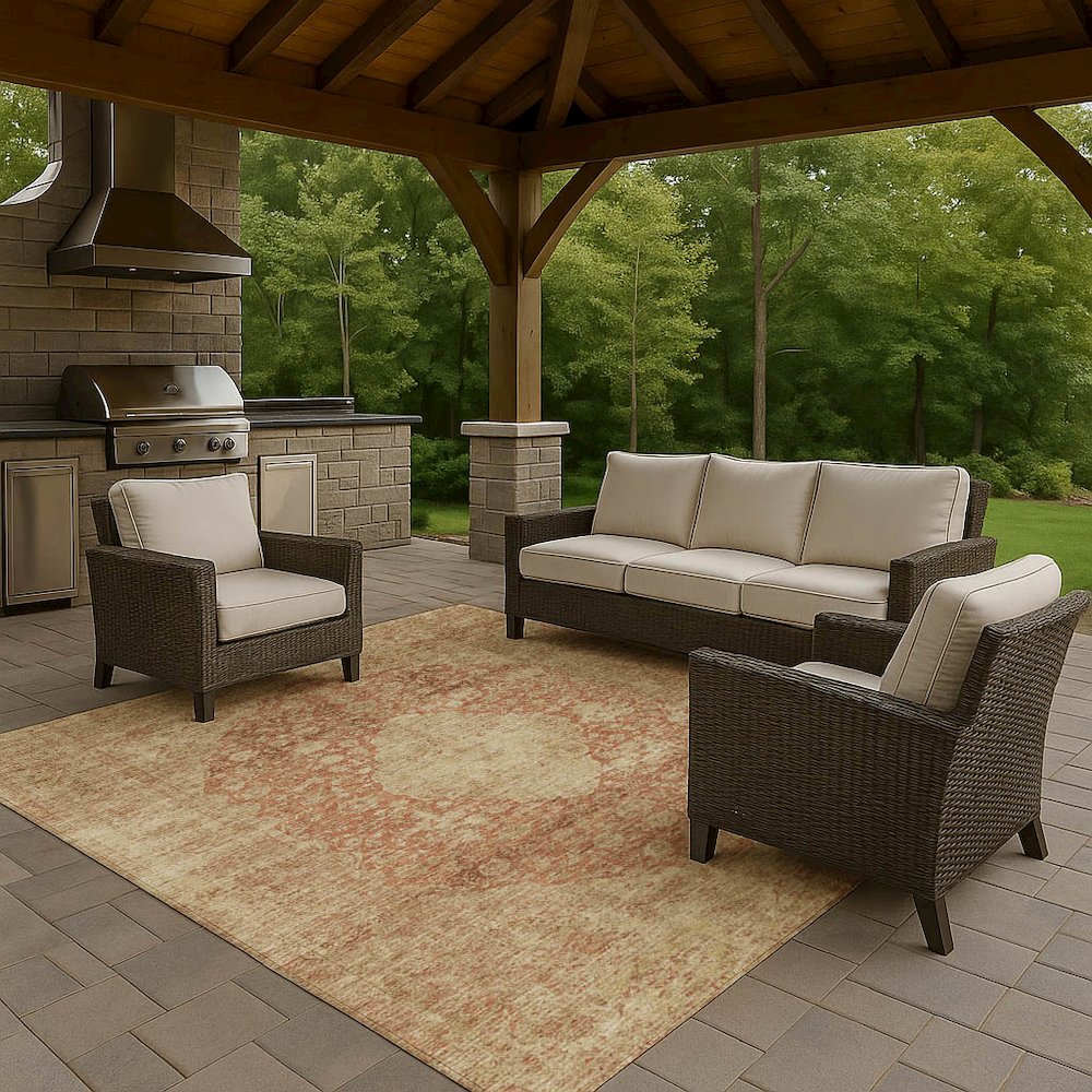 Luxury Washable Indoor/Outdoor Tabrook Paprika 3' x 5' Rug