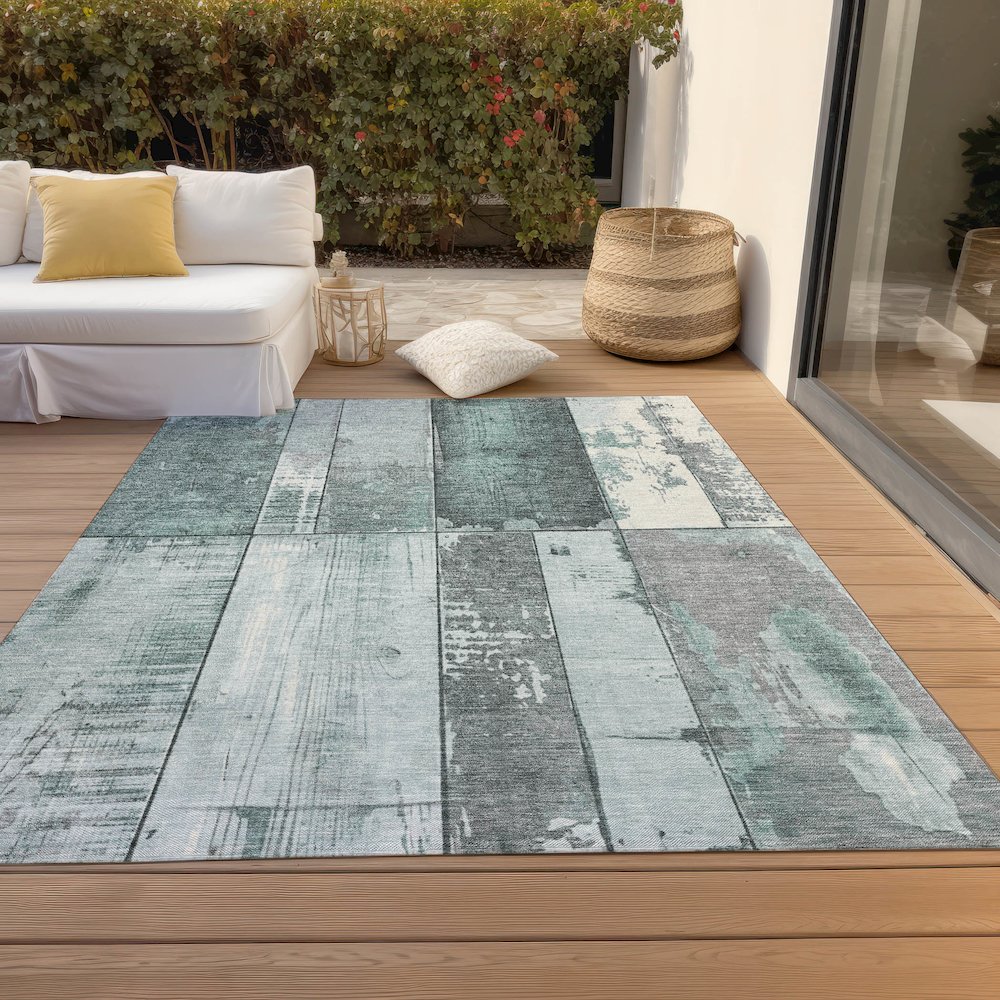 Machine Washable Indoor/Outdoor Chantille Seafoam 5' x 7'6" Rug