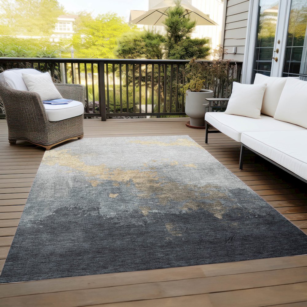 Machine Washable Indoor/Outdoor Chantille Gold 5' x 7'6" Rug