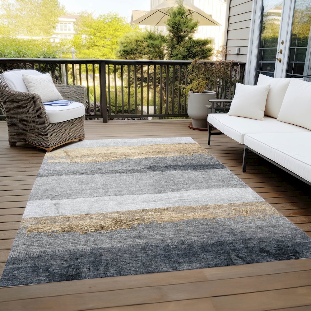 Machine Washable Indoor/Outdoor Chantille Gold 5' x 7'6" Rug