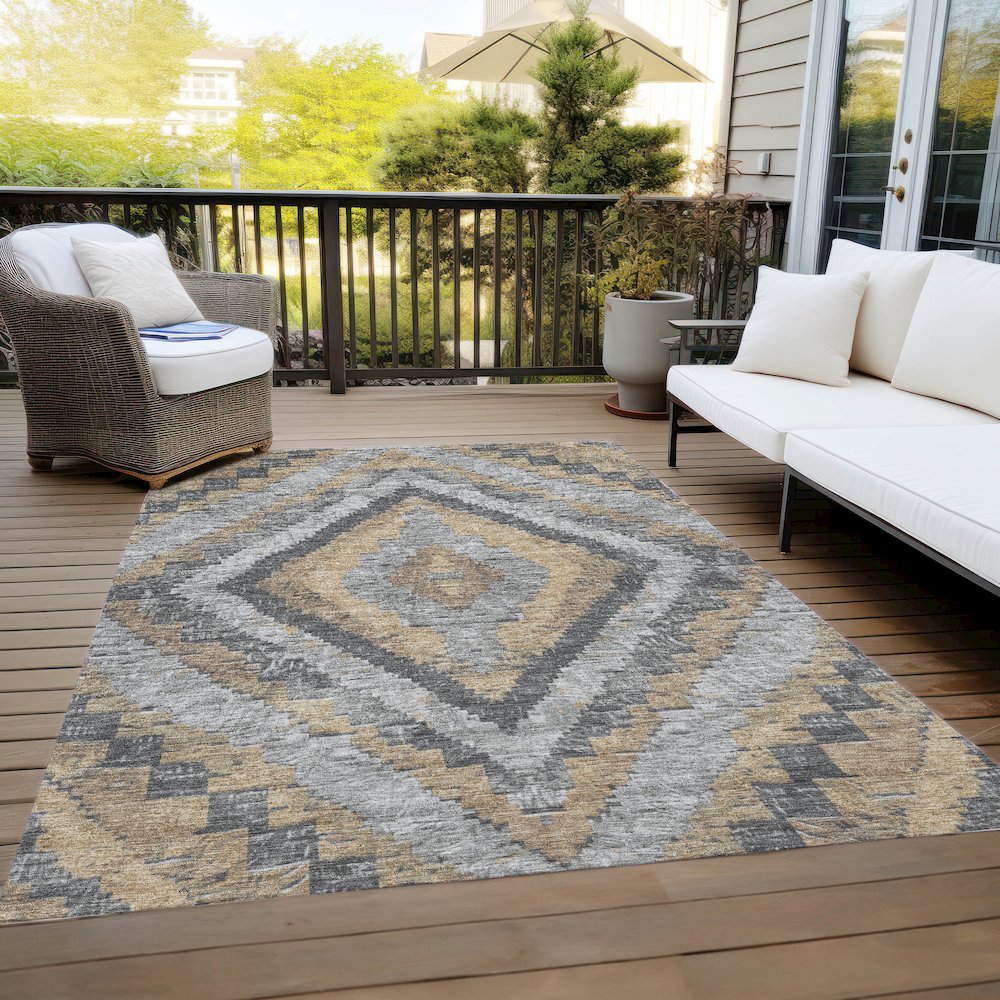Machine Washable Indoor/Outdoor Chantille Khaki 5' x 7'6" Rug