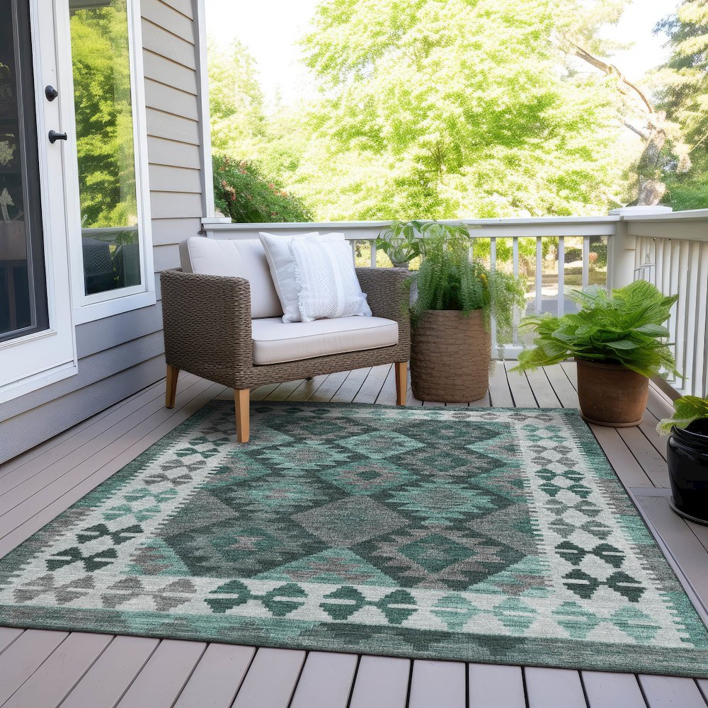 Machine Washable Indoor/Outdoor Chantille Seafoam 5' x 7'6" Rug