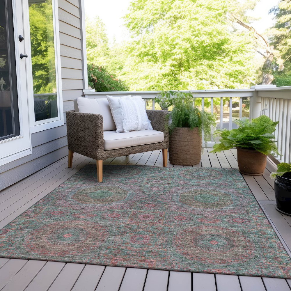 Machine Washable Indoor/Outdoor Chantille Teal 5' x 7'6" Rug