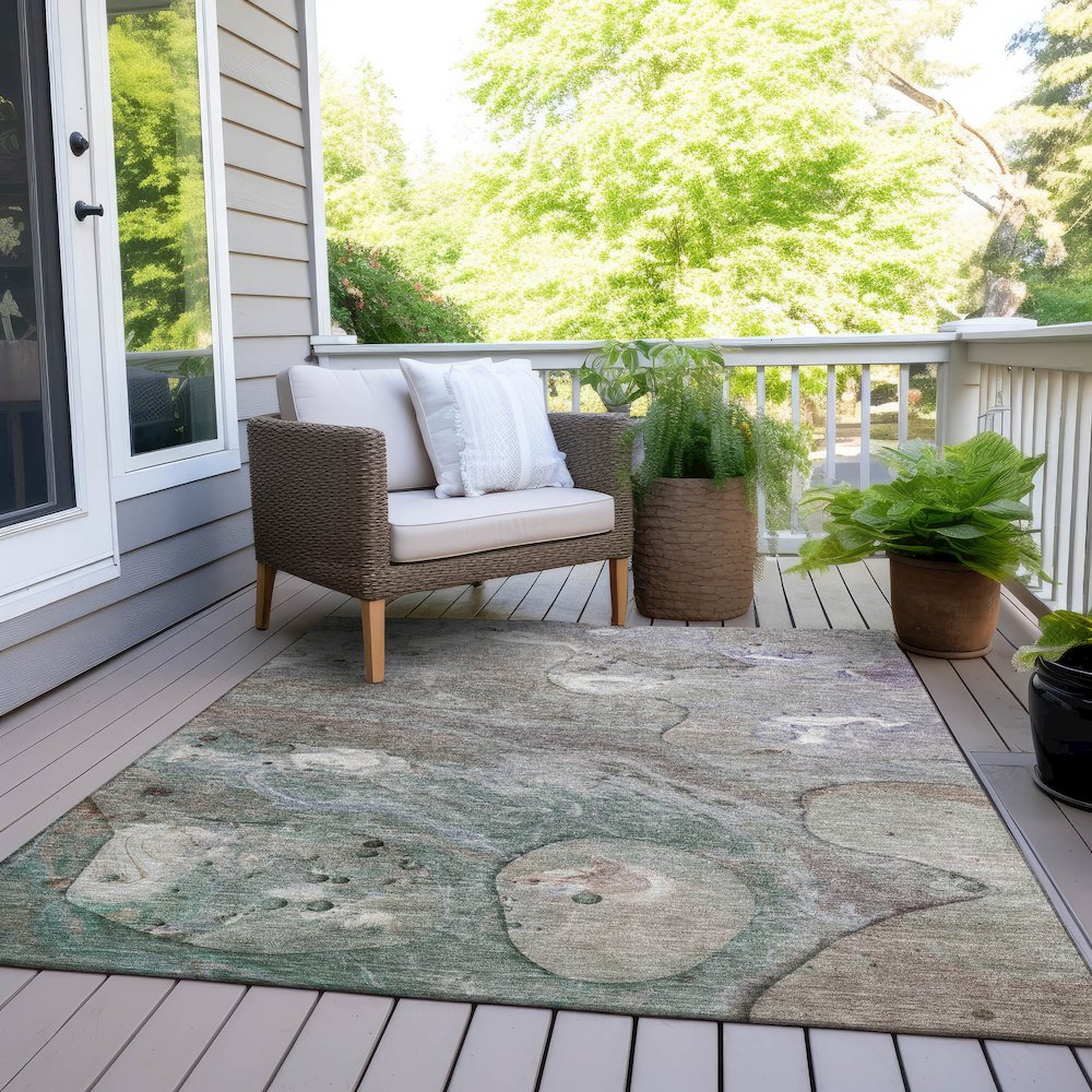 Machine Washable Indoor/Outdoor Chantille Khaki 5' x 7'6" Rug