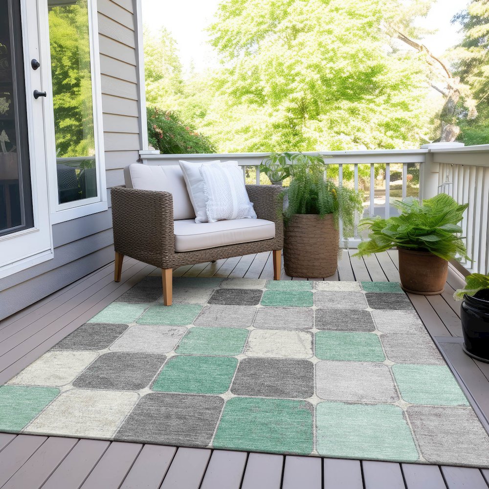 Machine Washable Indoor/Outdoor Chantille Mint 5' x 7'6" Rug
