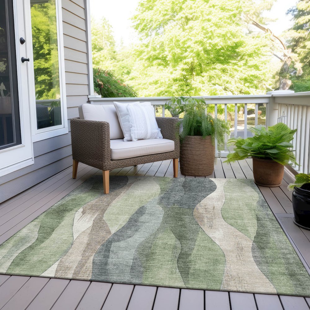 Machine Washable Indoor/Outdoor Chantille Fern 5' x 7'6" Rug