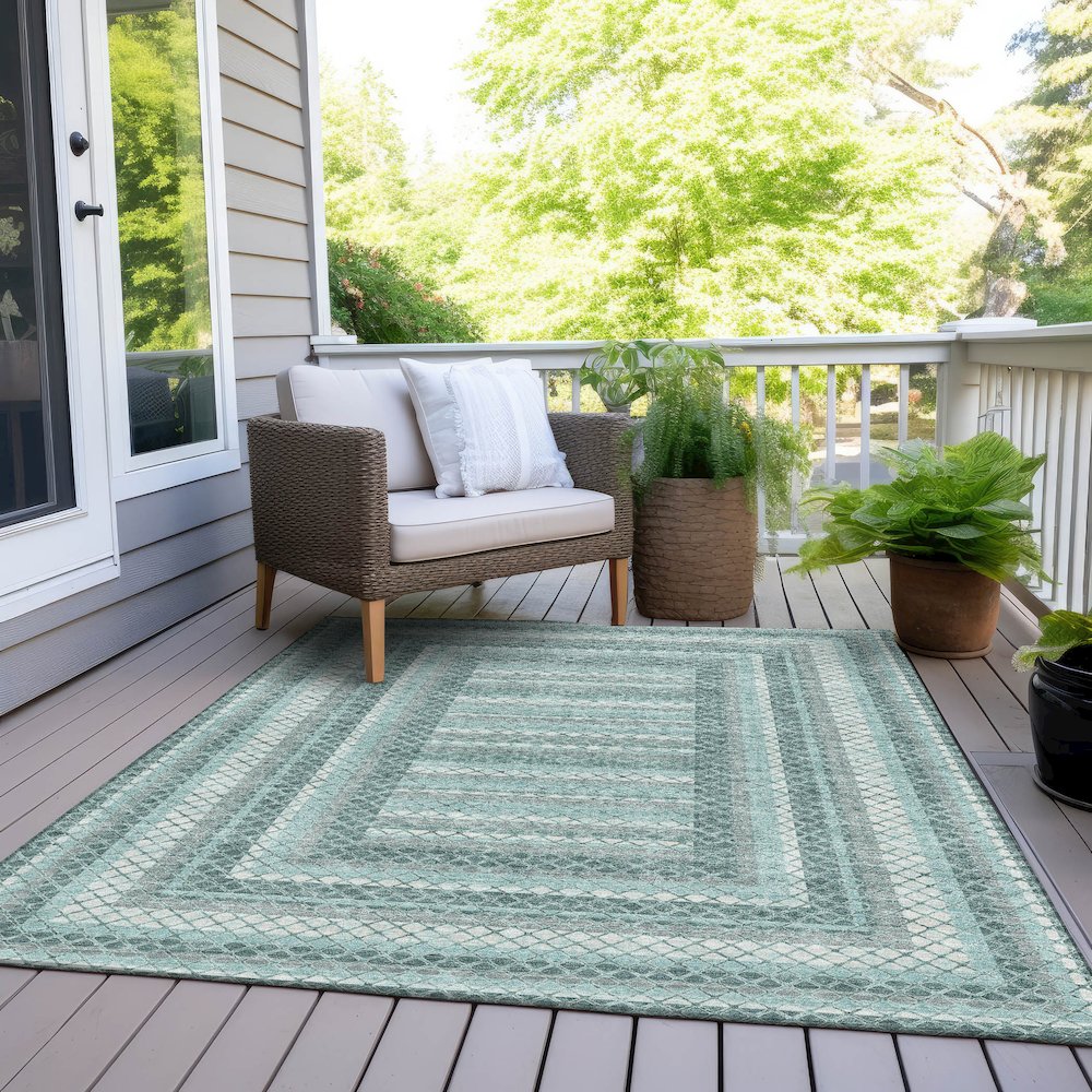 Machine Washable Indoor/Outdoor Chantille Teal 5' x 7'6" Rug