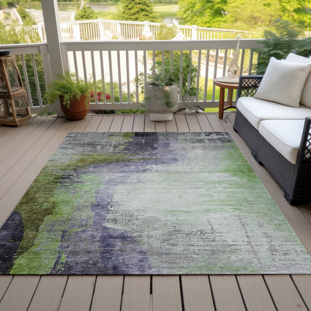 Machine Washable Indoor/Outdoor Chantille ACN2041 Plum 5' x 7'6" Rug