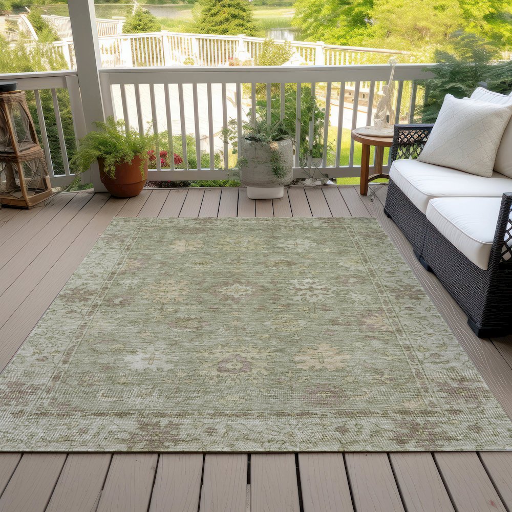 Machine Washable Indoor/Outdoor Chantille ACN2051 Sage 5' x 7'6" Rug