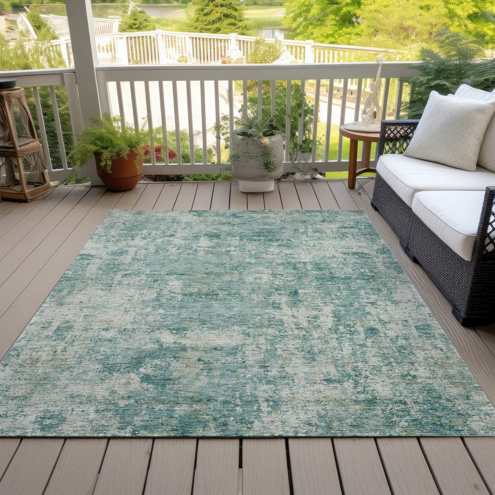 Machine Washable Indoor/Outdoor Chantille ACN2061 Teal 5' x 7'6" Rug