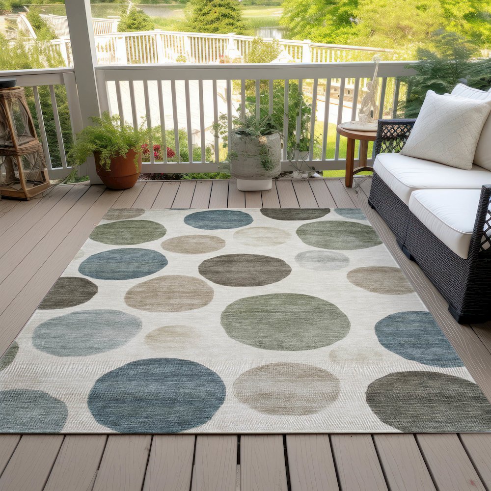 Machine Washable Indoor/Outdoor Chantille ACN2062 Ivory 5' x 7'6" Rug