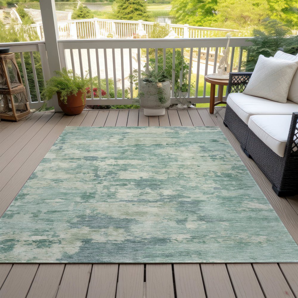 Machine Washable Indoor/Outdoor Chantille ACN2074 Teal 5' x 7'6" Rug