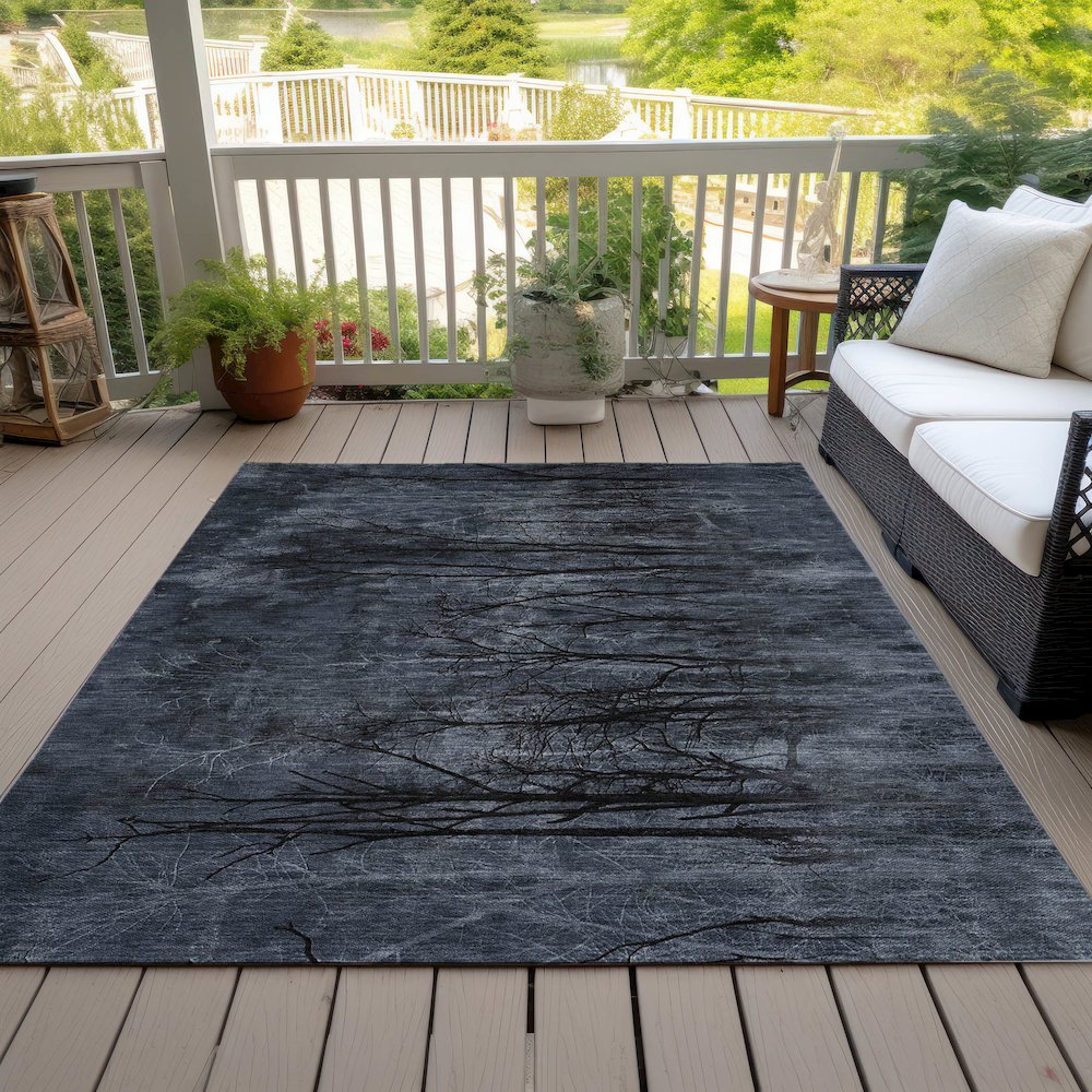 Machine Washable Indoor/Outdoor Chantille ACN2083 Charcoal 5' x 7'6" Rug