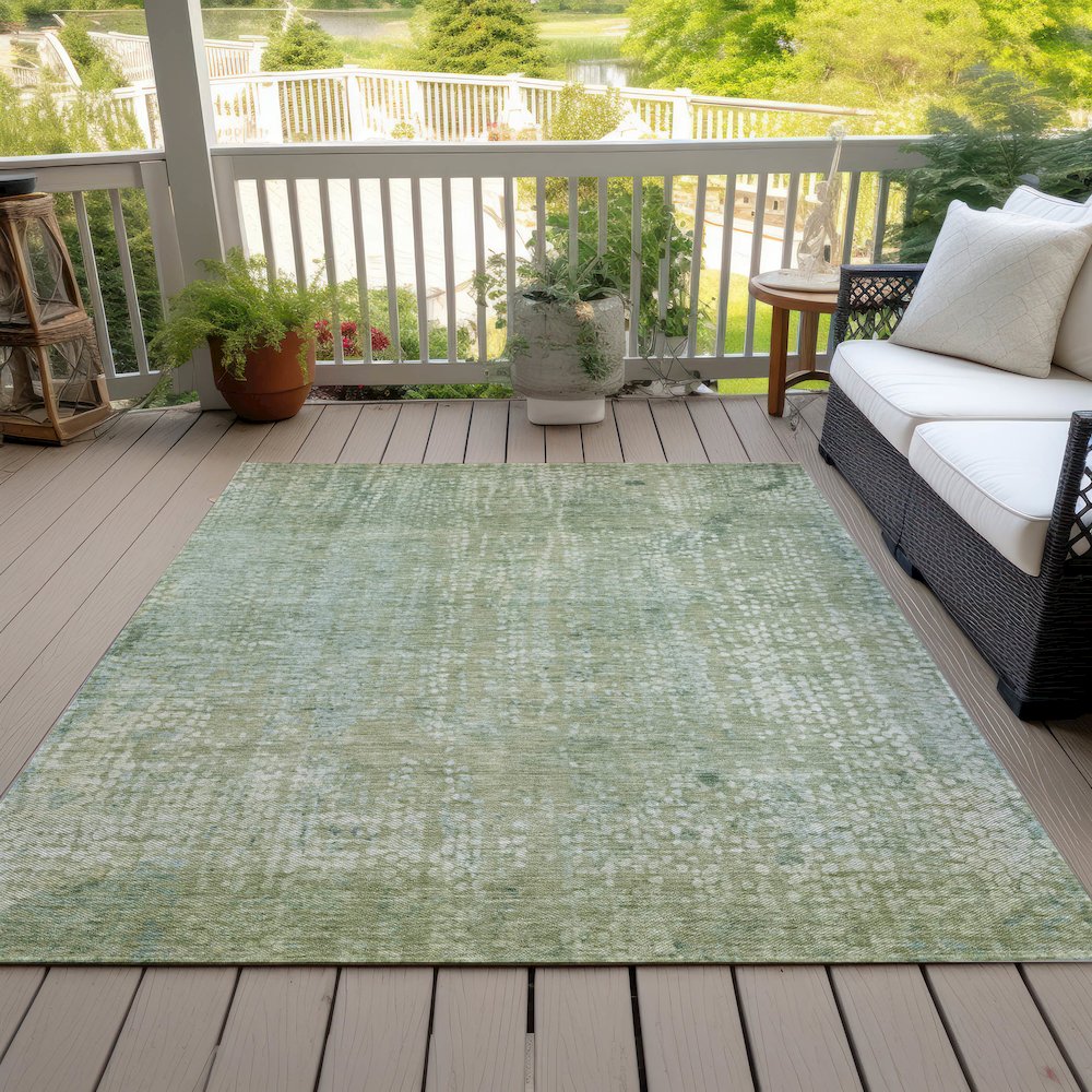 Machine Washable Indoor/Outdoor Chantille ACN2087 Green 5' x 7'6" Rug