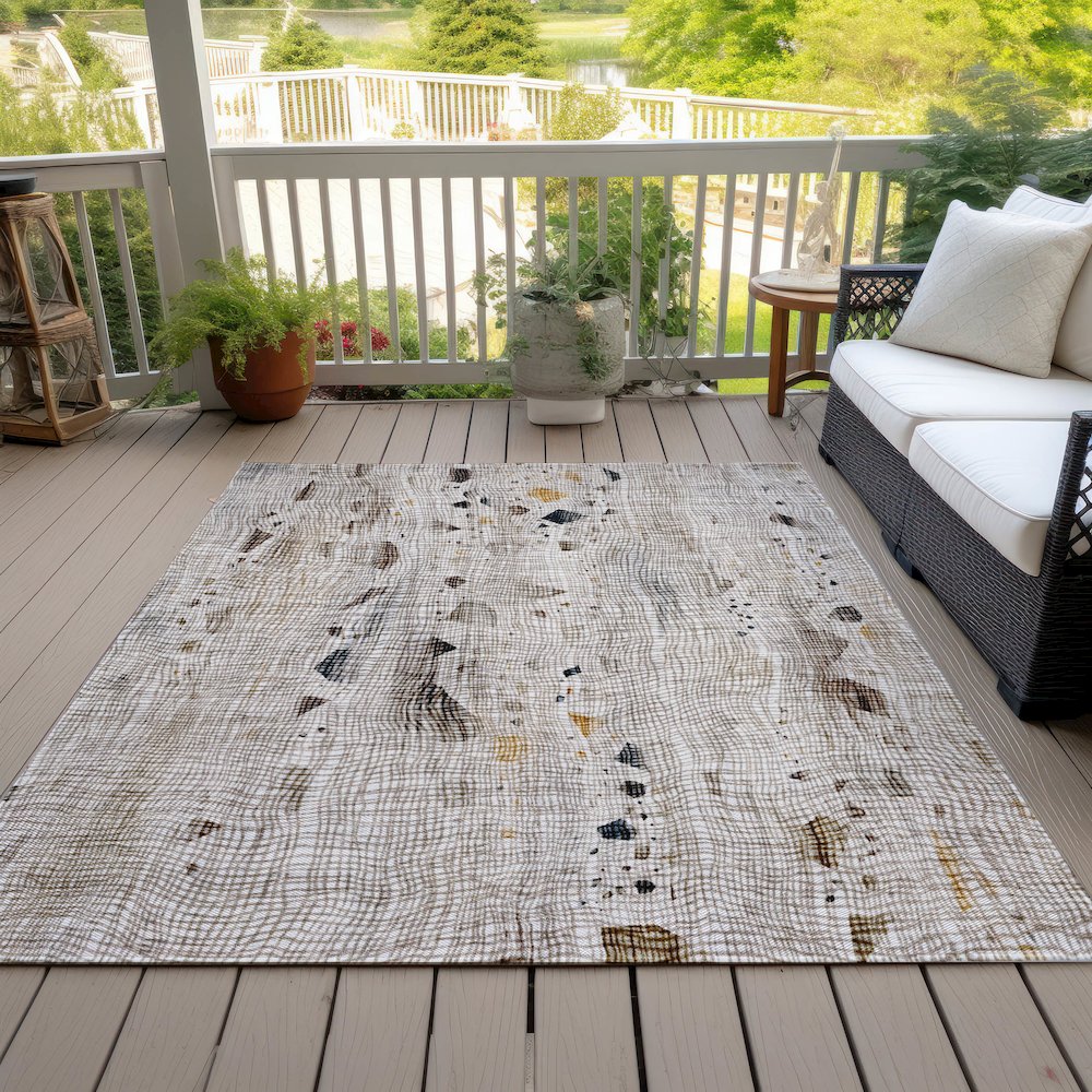 Machine Washable Indoor/Outdoor Chantille ACN2092 Linen 5' x 7'6" Rug