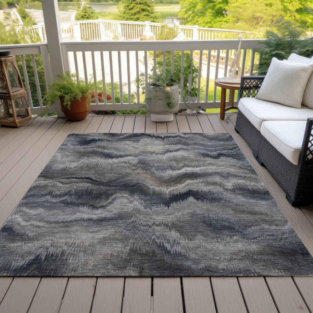 Machine Washable Indoor/Outdoor Chantille ACN2095 Gray 5' x 7'6" Rug