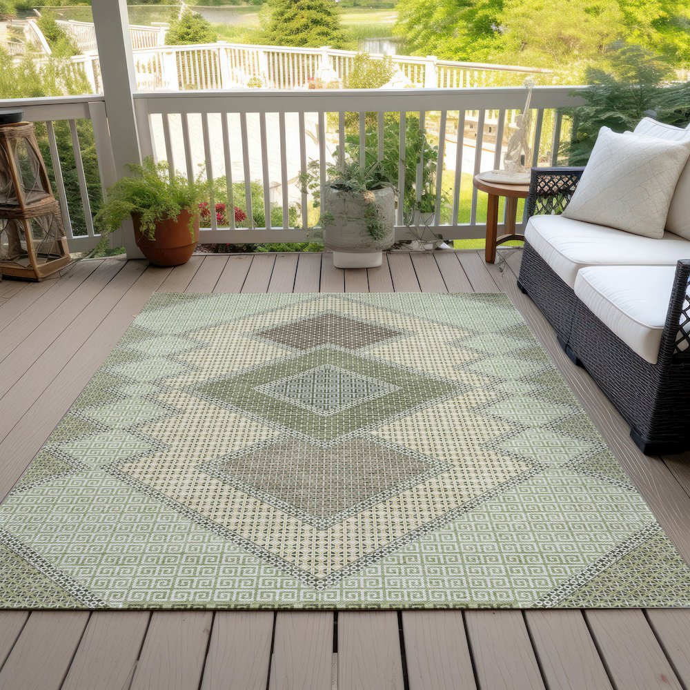 Machine Washable Indoor/Outdoor Chantille ACN2111 Green 5' x 7'6" Rug