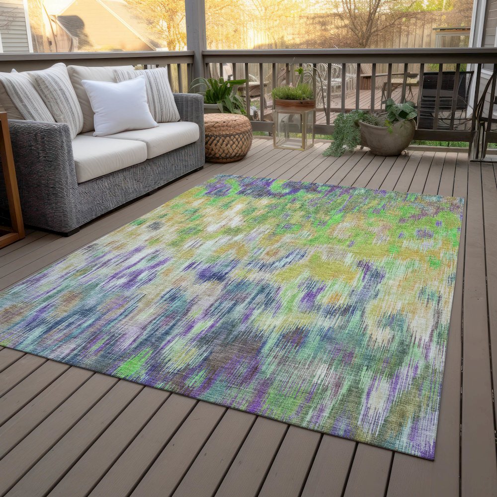 Machine Washable Indoor/Outdoor Chantille ACN2129 Green 5' x 7'6" Rug
