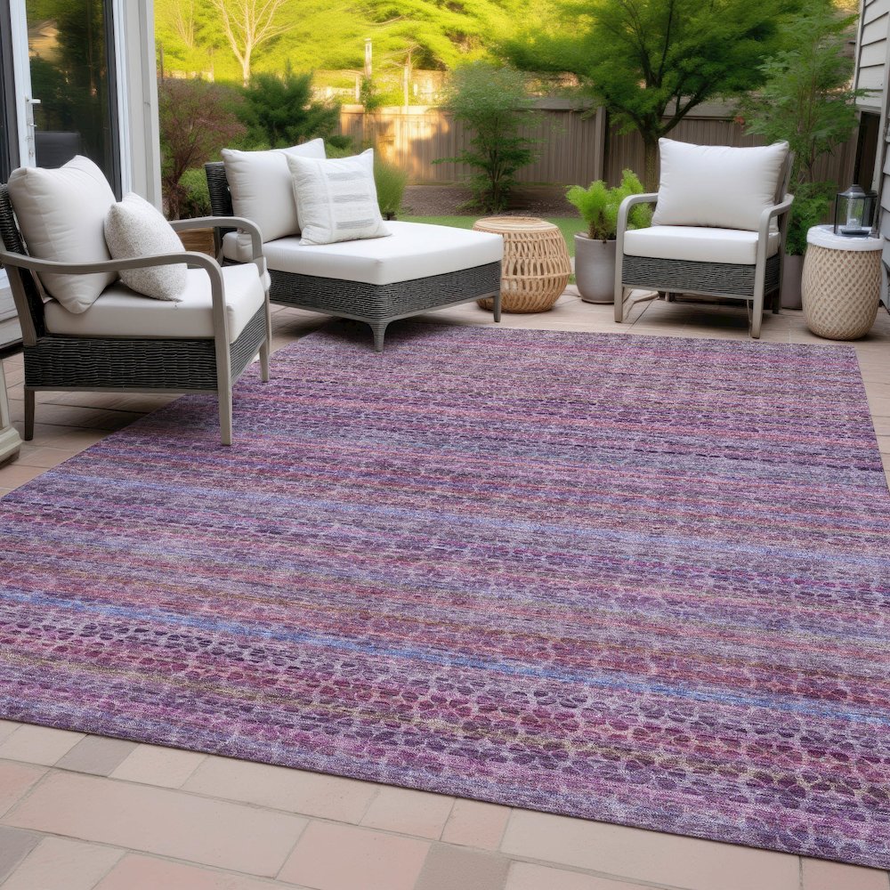 Machine Washable Indoor/Outdoor Chantille ACN2155 Purple 5' x 7'6" Rug