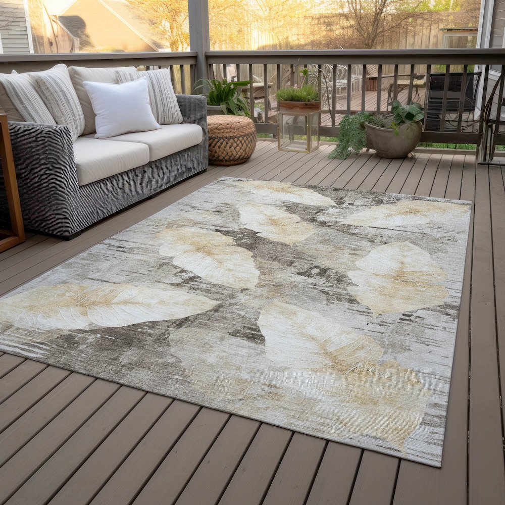 Machine Washable Indoor/Outdoor Chantille ACN2172 Brown 5' x 7'6" Rug