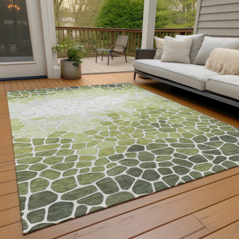 Machine Washable Indoor/Outdoor Chantille ACN2190 Green 5' x 7'6" Rug