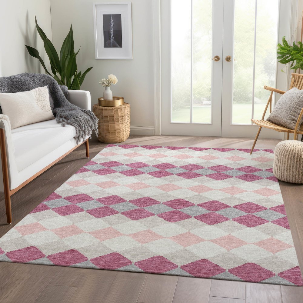 Premium Machine Washable Mayfield AMF1007 Pink 5' x 7'6" Rug