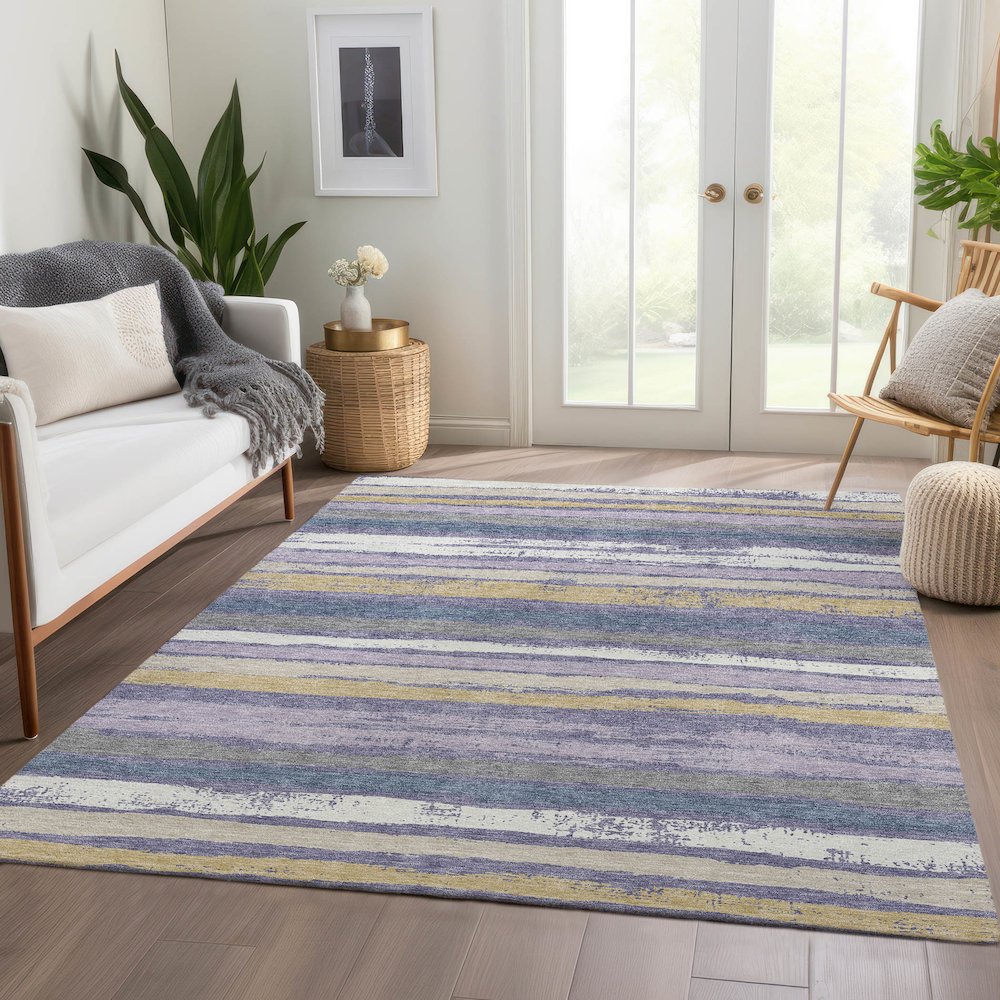 Premium Machine Washable Mayfield AMF1019 Purple 5' x 7'6" Rug