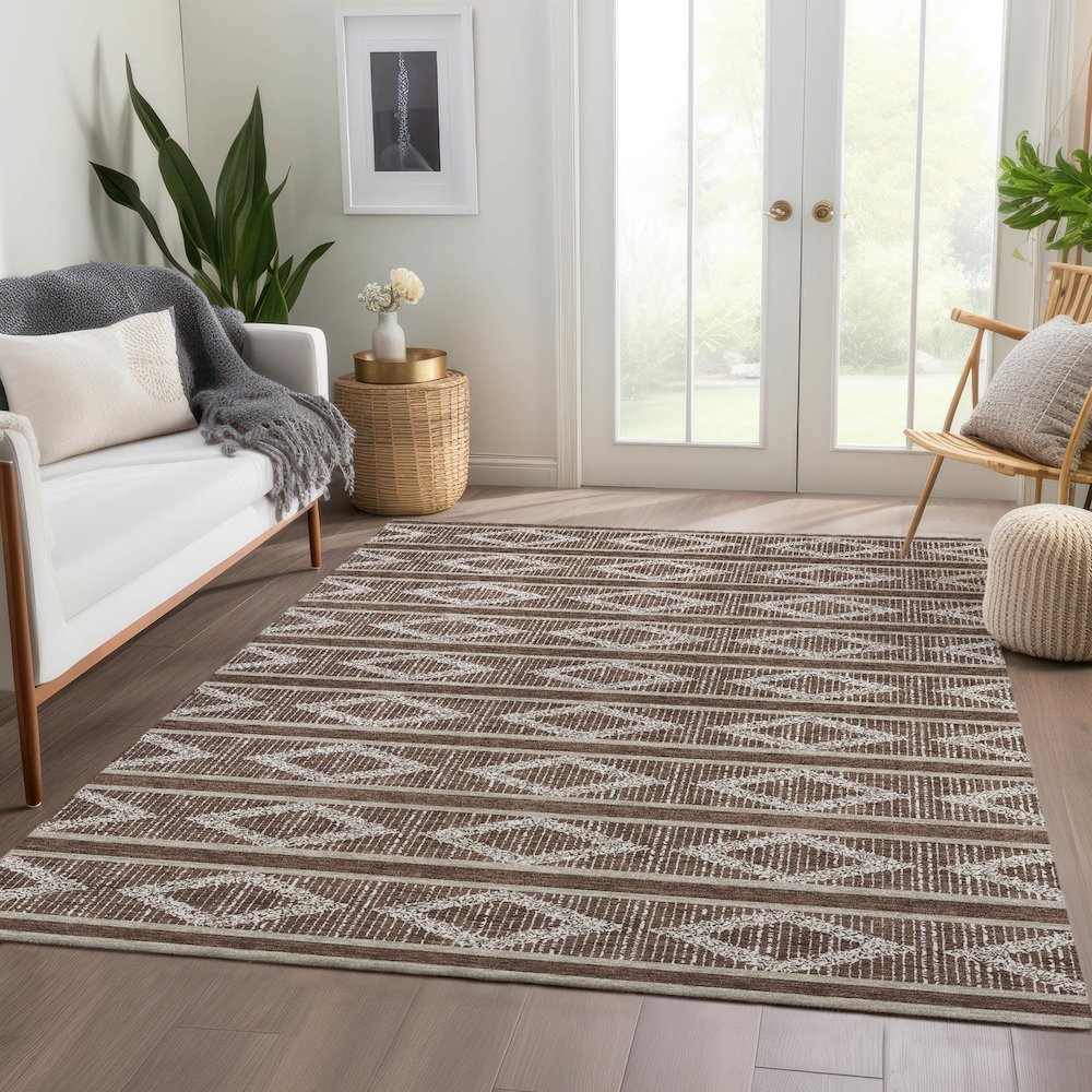 Premium Machine Washable Mayfield AMF1029 Brown 5' x 7'6" Rug