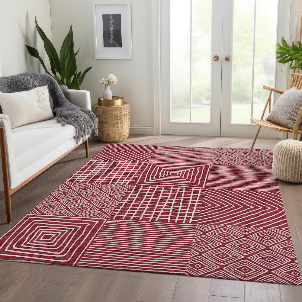 Premium Machine Washable Mayfield AMF1044 Garnet 5' x 7'6" Rug