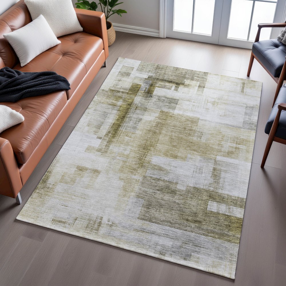 Premium Machine Washable Mayfield AMF1067 Taupe 5' x 7'6" Rug