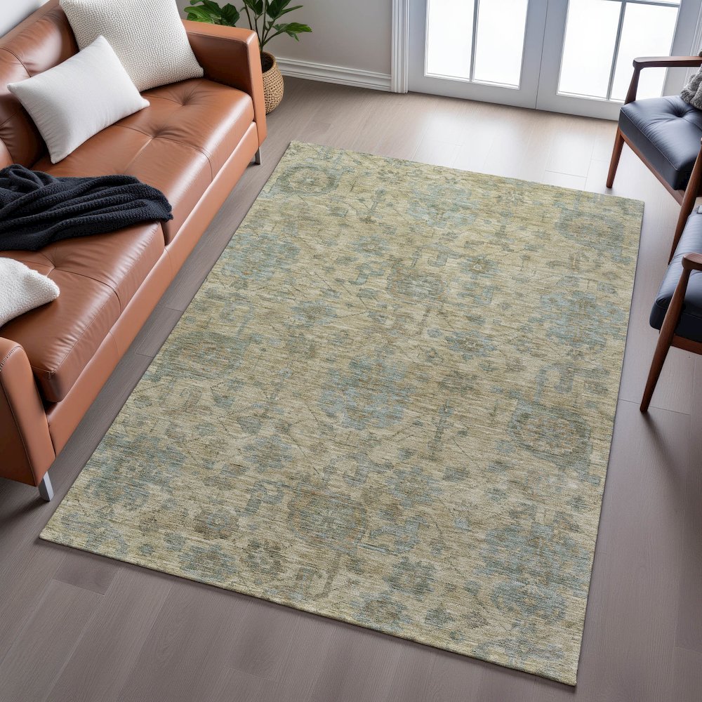 Premium Machine Washable Mayfield AMF1105 Beige 5' x 7'6" Rug