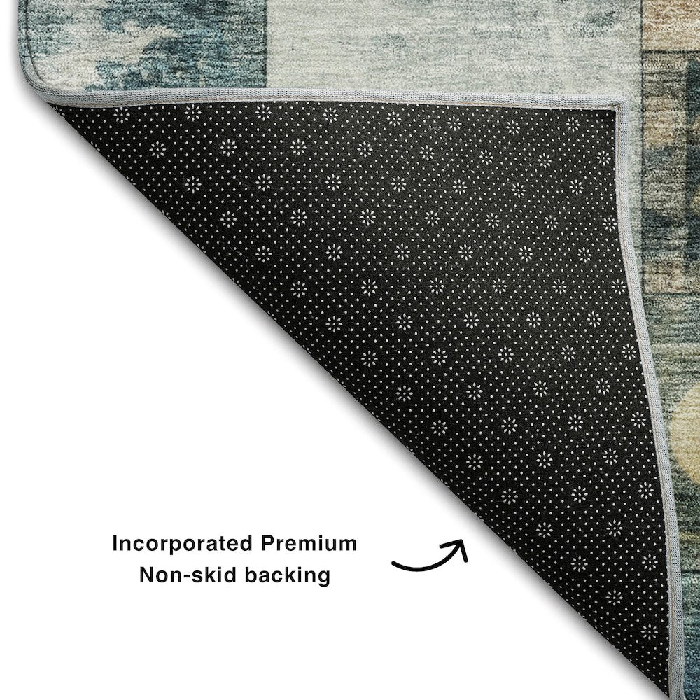 Premium Machine Washable Mayfield AMF1123 Teal 2'6" x 3'10" Rug