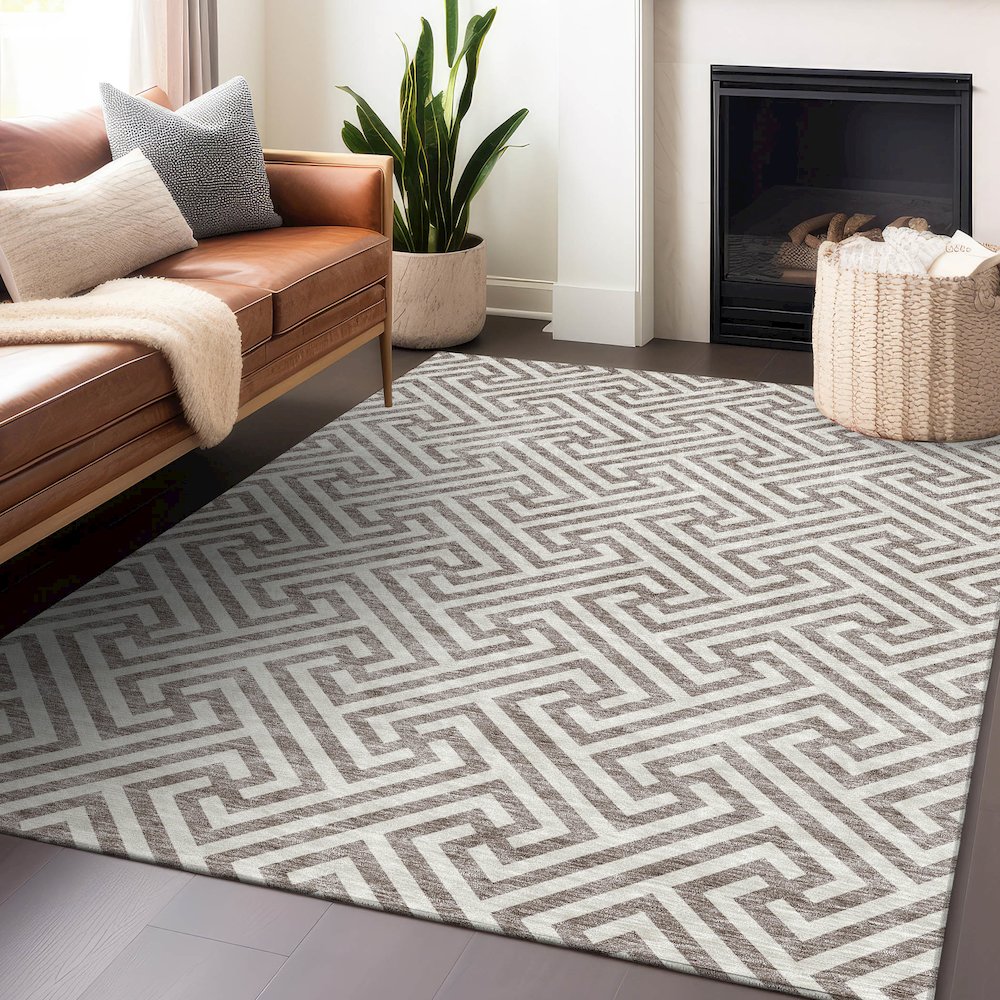 Premium Machine Washable Mayfield AMF731 Taupe 5' x 7'6" Rug