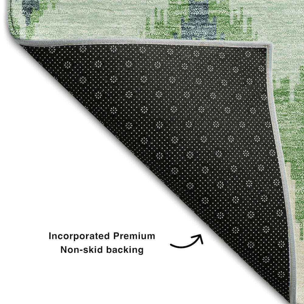 Premium Machine Washable Mayfield AMF743 Green 2'6" x 3'10" Rug