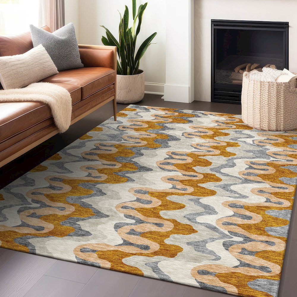 Premium Machine Washable Mayfield AMF750 Terracotta 5' x 7'6" Rug