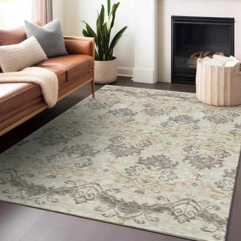 Premium Machine Washable Mayfield AMF759 Beige 5' x 7'6" Rug