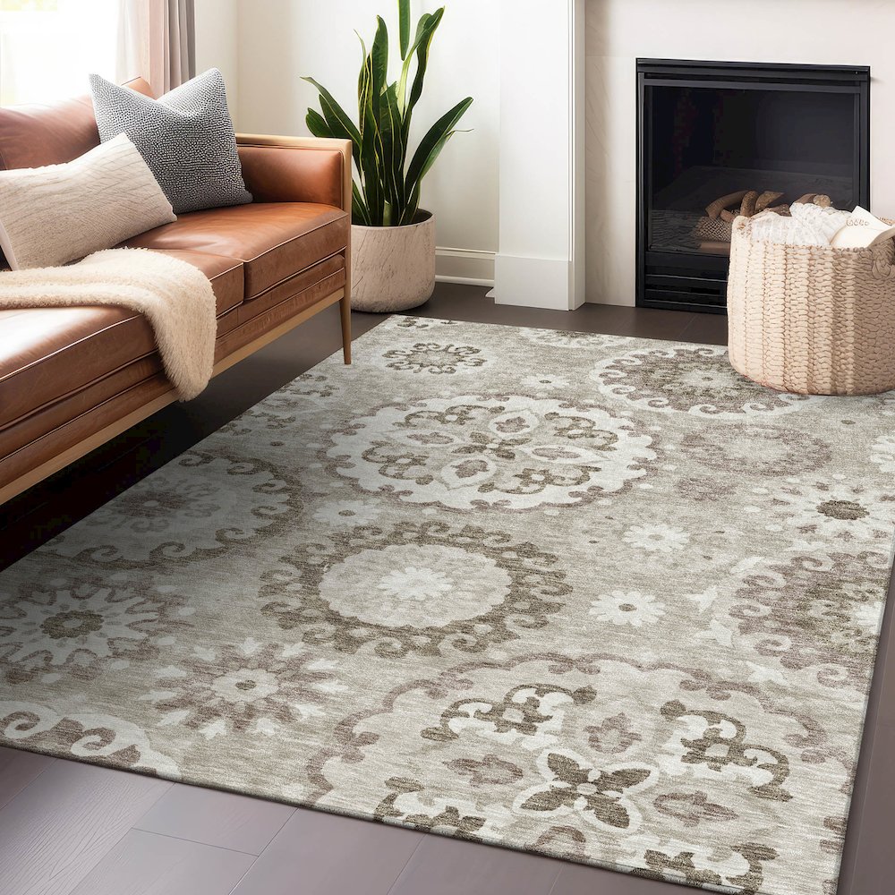 Premium Machine Washable Mayfield AMF763 Taupe 5' x 7'6" Rug